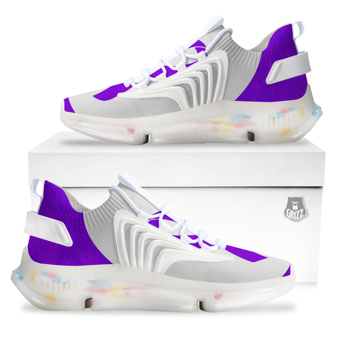 Cancer Awareness Ribbon Purple Print White Gym Shoes-grizzshop