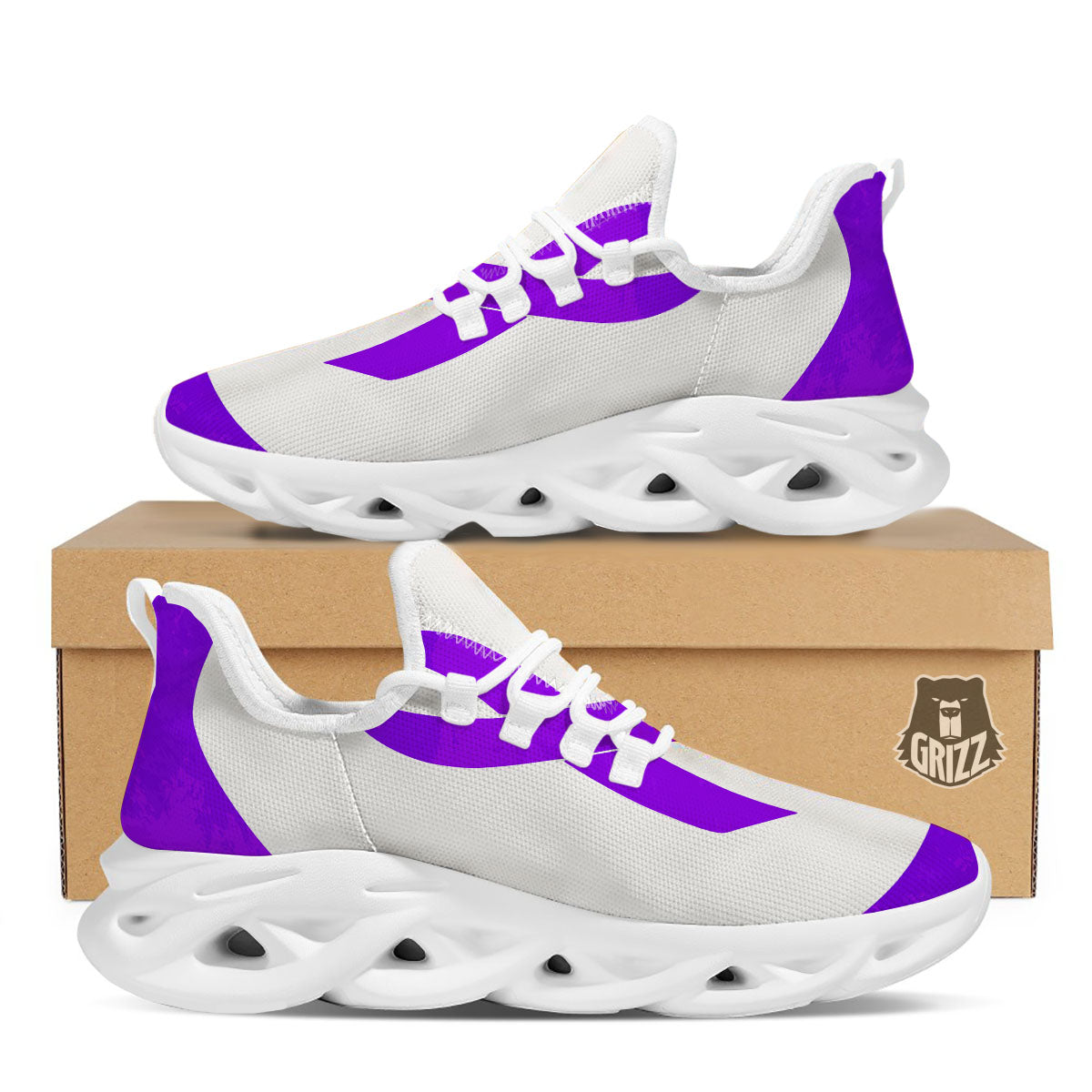 Cancer Awareness Ribbon Purple Print White Running Shoes-grizzshop
