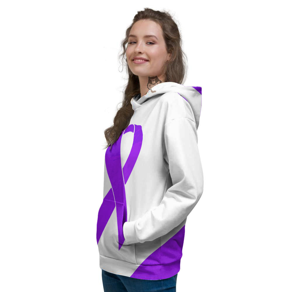 Cancer Awareness Ribbon Purple Print Women's Hoodie-grizzshop