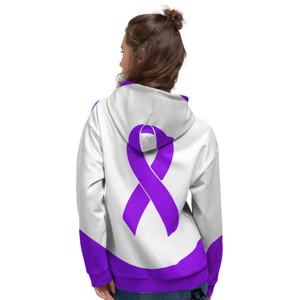 Cancer Awareness Ribbon Purple Print Women's Hoodie-grizzshop