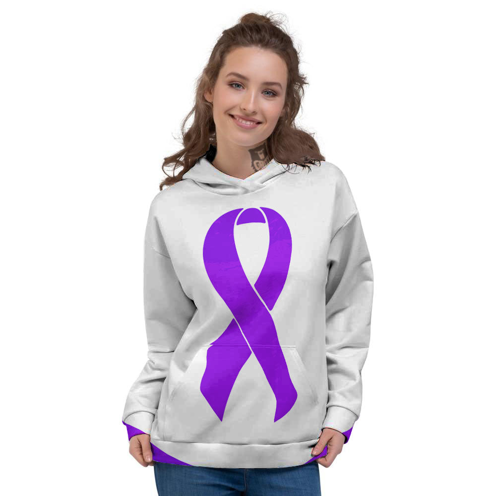 Cancer Awareness Ribbon Purple Print Women's Hoodie-grizzshop