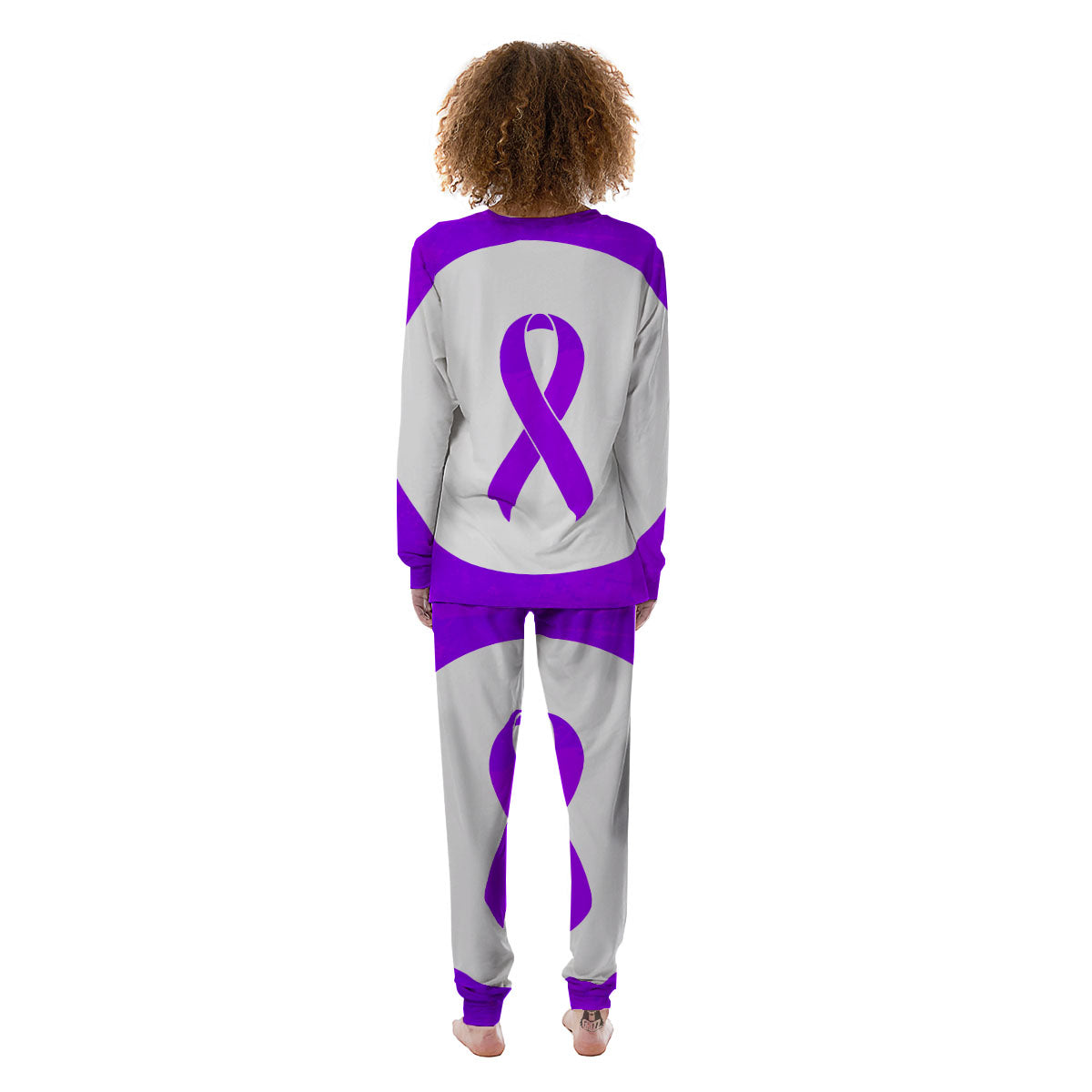 Cancer Awareness Ribbon Purple Print Women's Pajamas-grizzshop