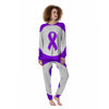 Cancer Awareness Ribbon Purple Print Women's Pajamas-grizzshop