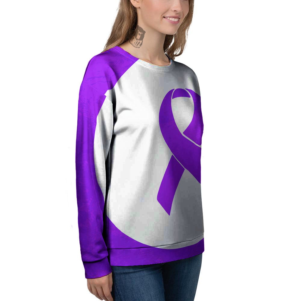 Cancer Awareness Ribbon Purple Print Women's Sweatshirt-grizzshop