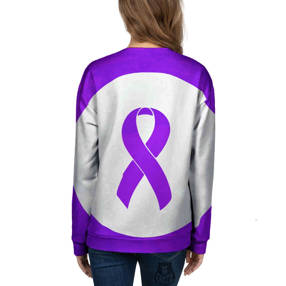 Cancer Awareness Ribbon Purple Print Women's Sweatshirt-grizzshop