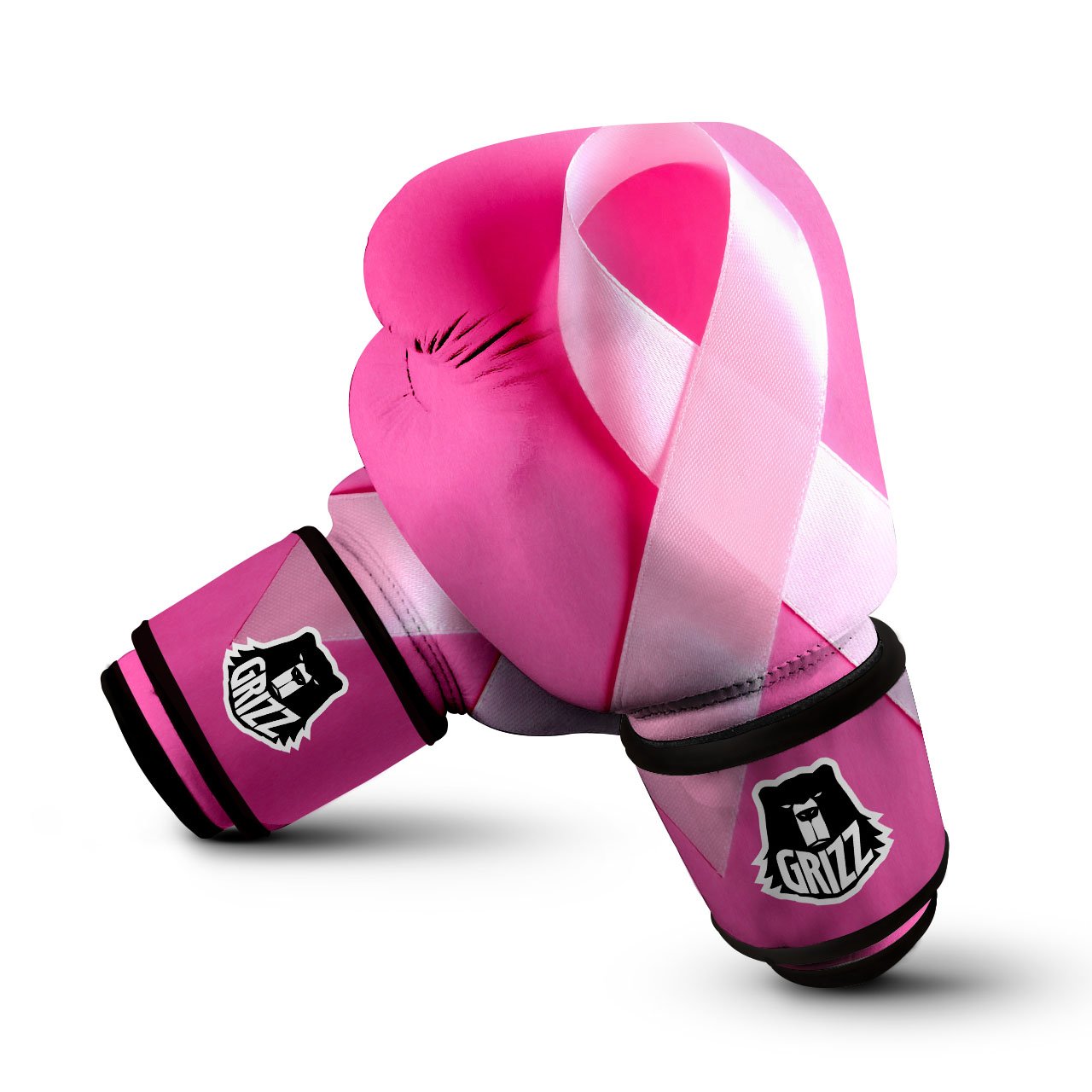 Cancer Breast Little Ribbon Print Boxing Gloves-grizzshop