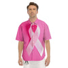 Cancer Breast Little Ribbon Print Men's Short Sleeve Shirts-grizzshop