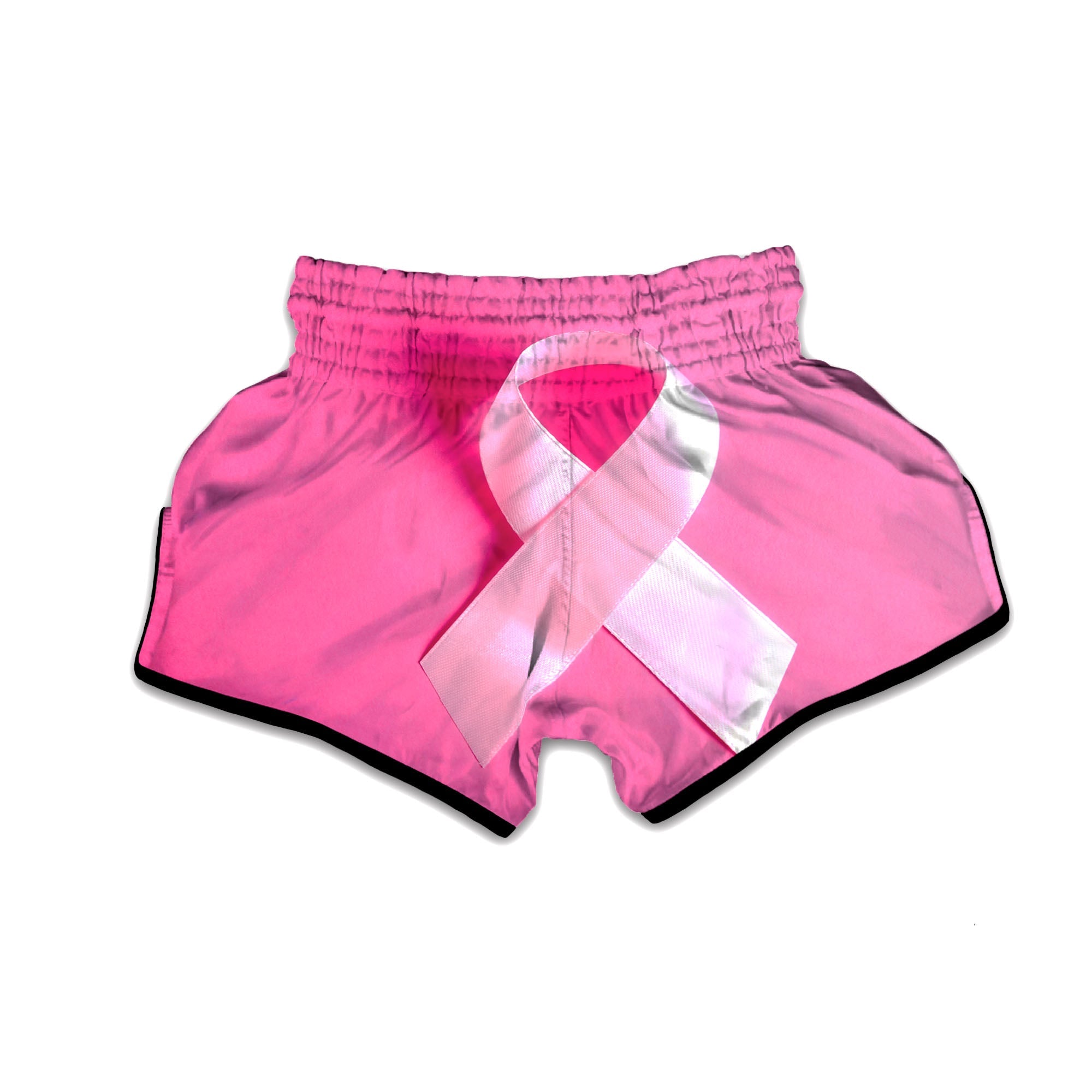 Cancer Breast Little Ribbon Print Muay Thai Boxing Shorts-grizzshop