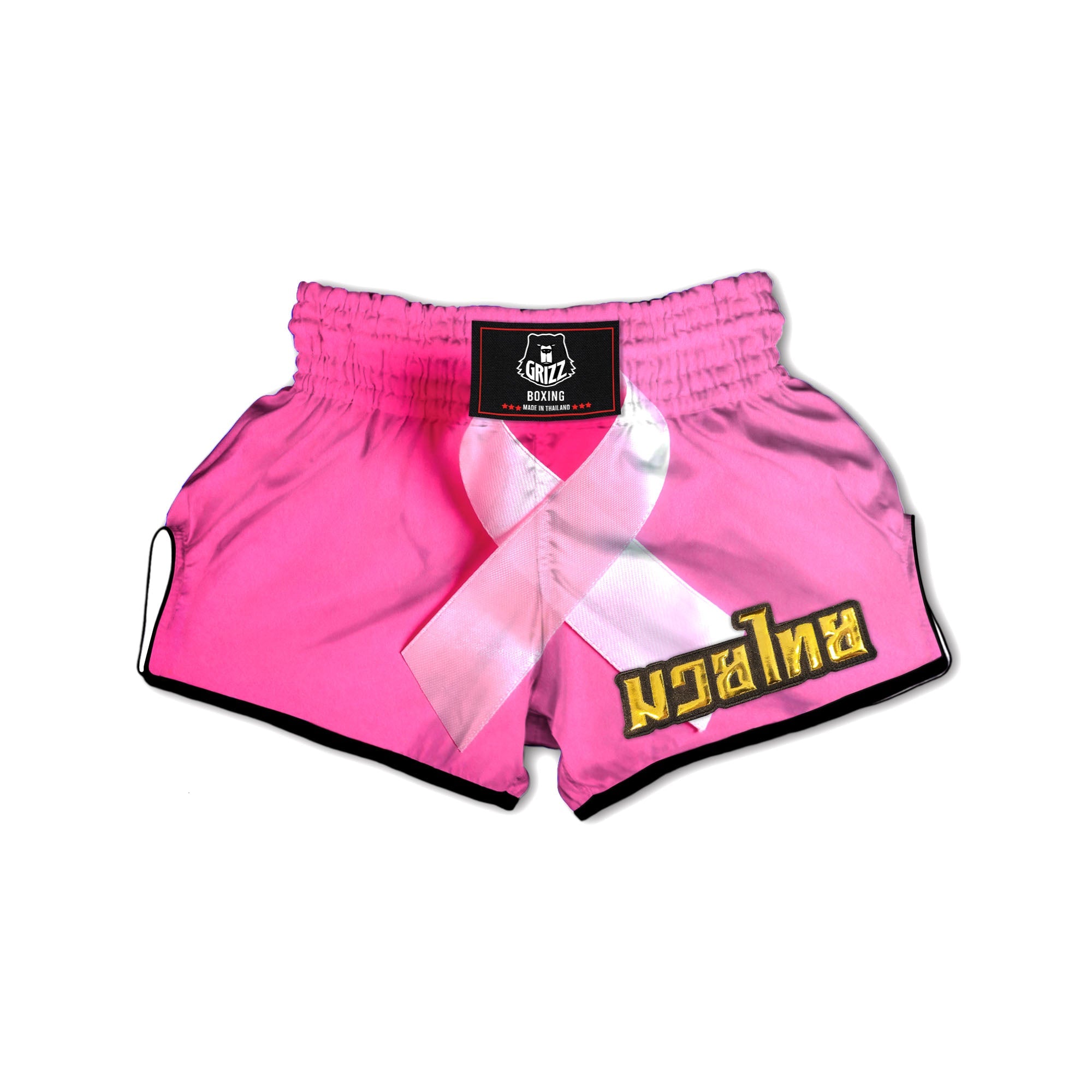 Cancer Breast Little Ribbon Print Muay Thai Boxing Shorts-grizzshop