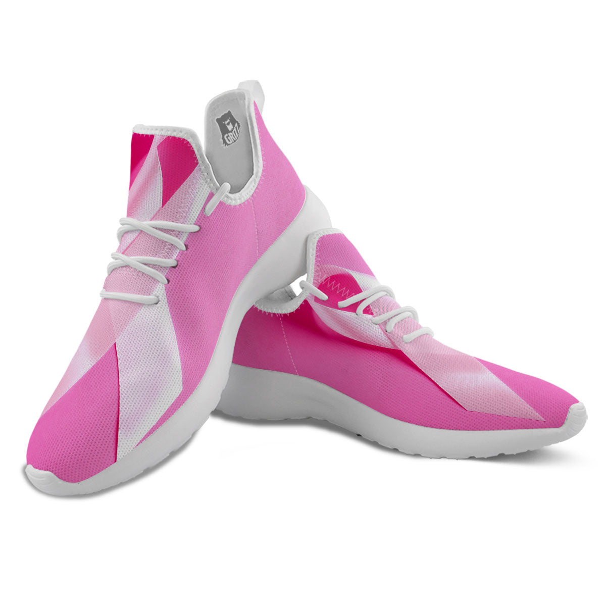 Cancer Breast Little Ribbon Print White Athletic Shoes-grizzshop