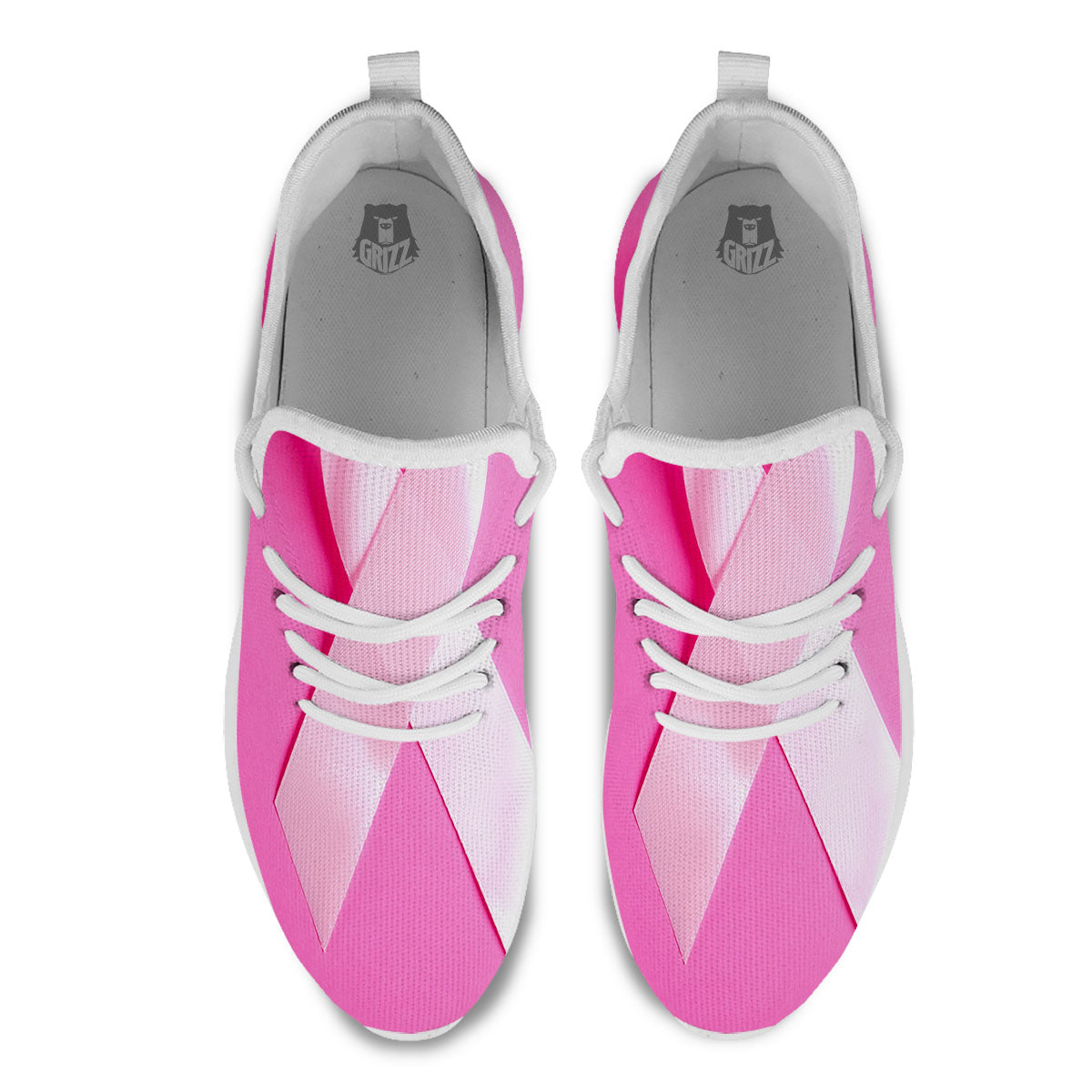 Cancer Breast Little Ribbon Print White Athletic Shoes-grizzshop