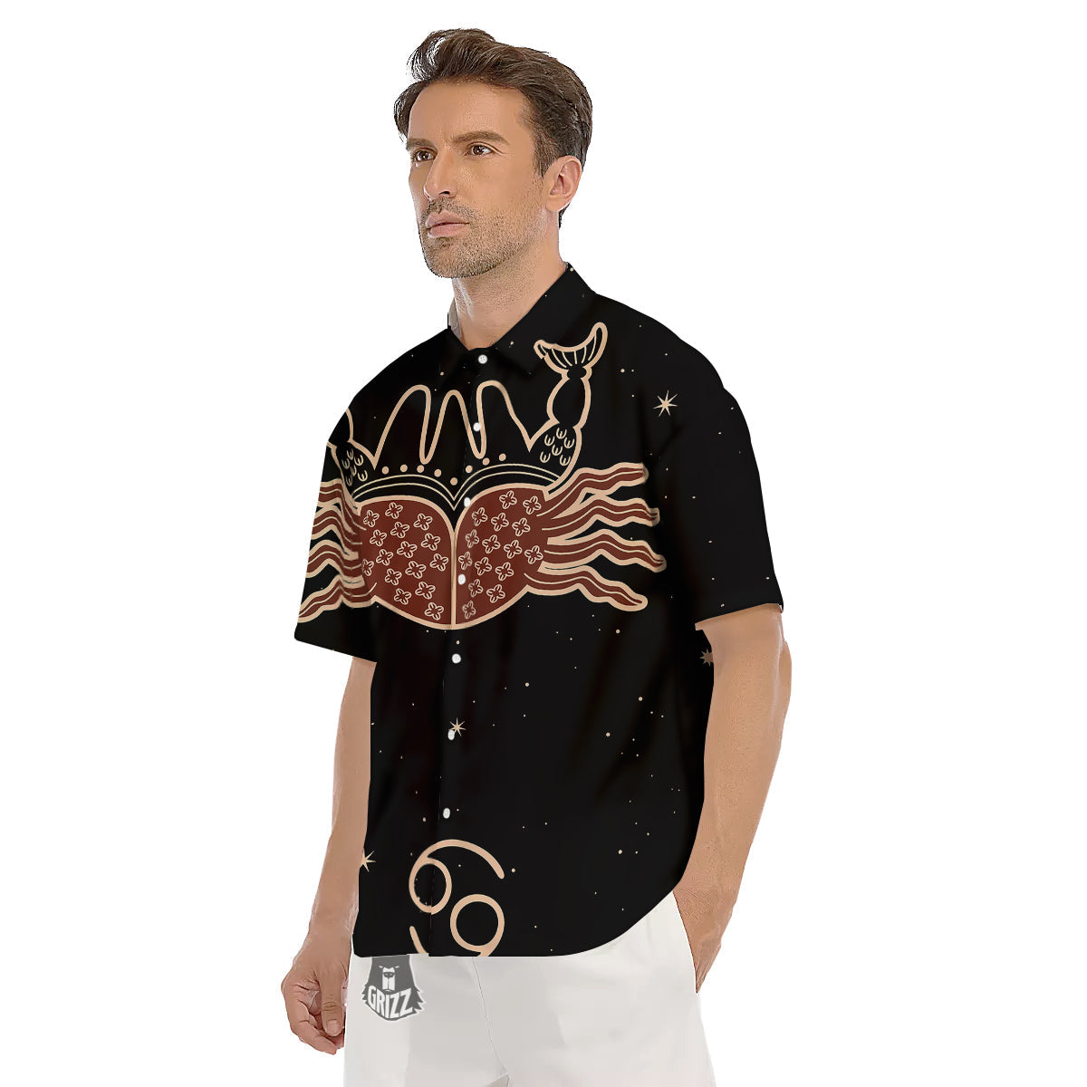 Cancer Constellation Print Men's Short Sleeve Shirts-grizzshop