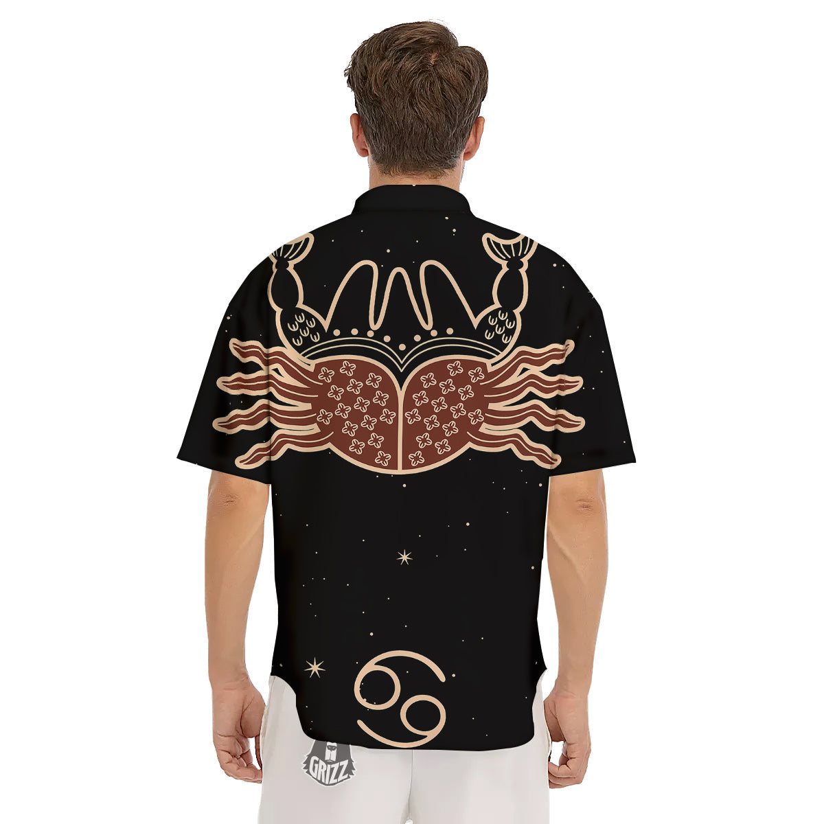 Cancer Constellation Print Men's Short Sleeve Shirts-grizzshop