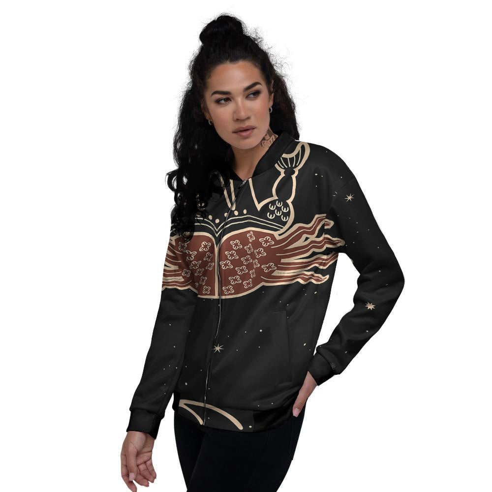 Cancer Constellation Print Women's Bomber Jacket-grizzshop