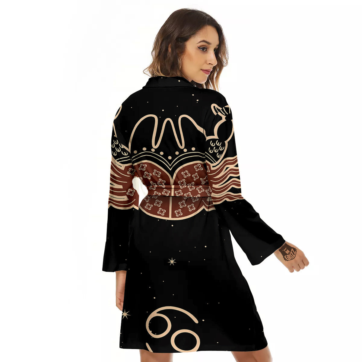 Cancer Constellation Print Women's Robe-grizzshop