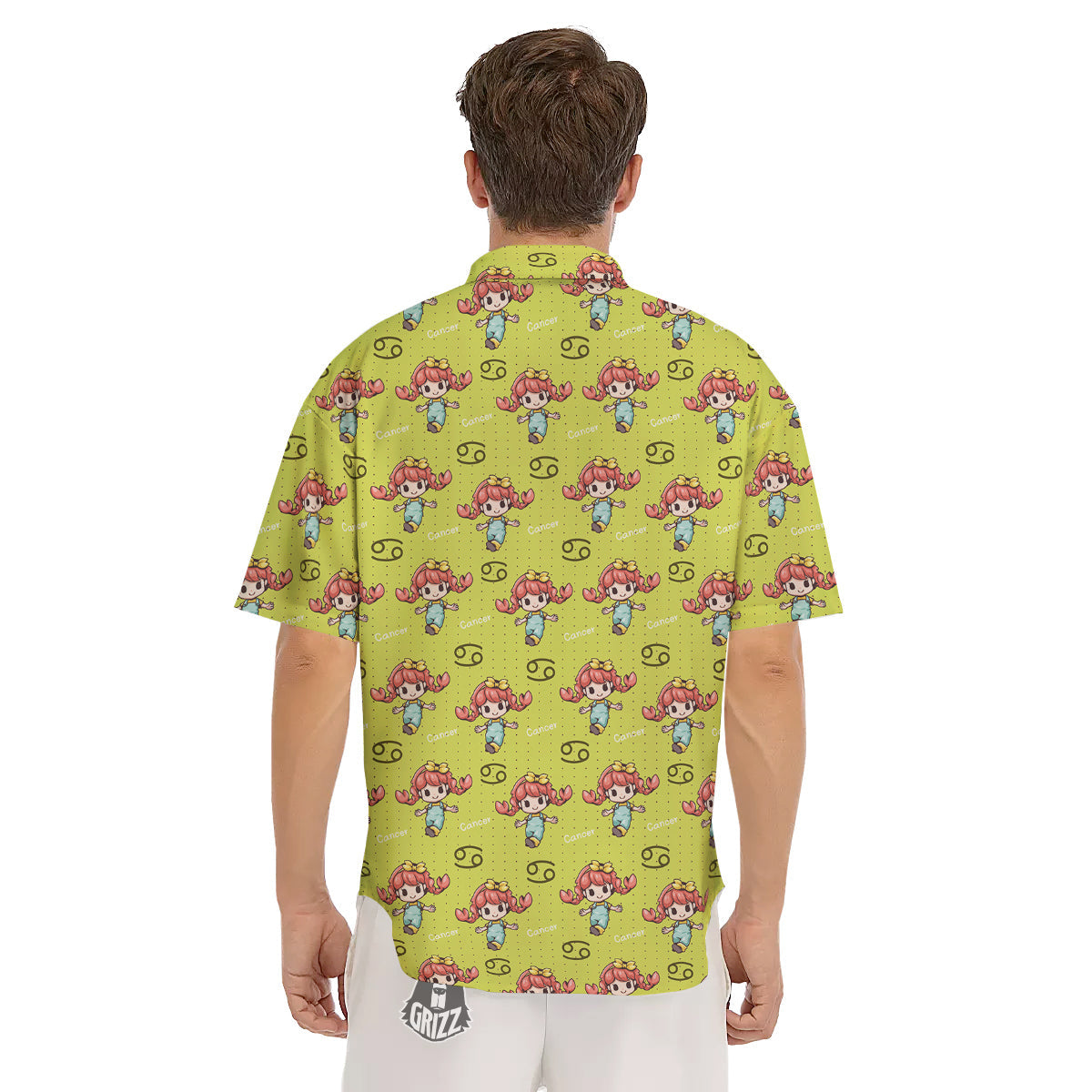 Cancer Cute Cartoon Print Pattern Men's Short Sleeve Shirts-grizzshop