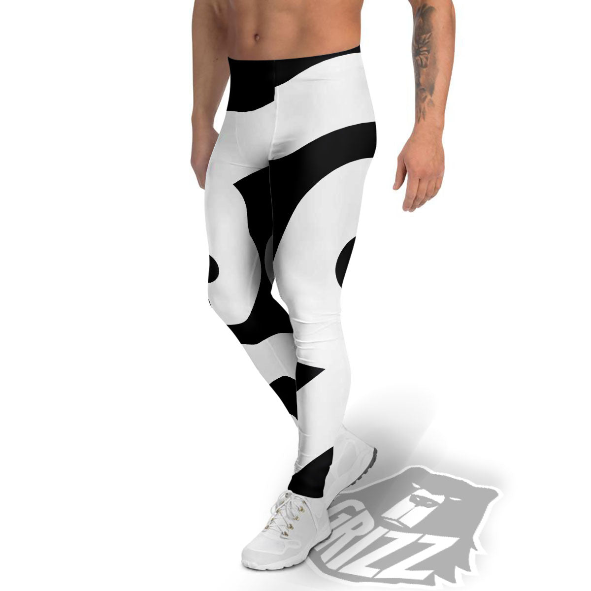 Cancer Sign White And Black Print Men's Leggings-grizzshop