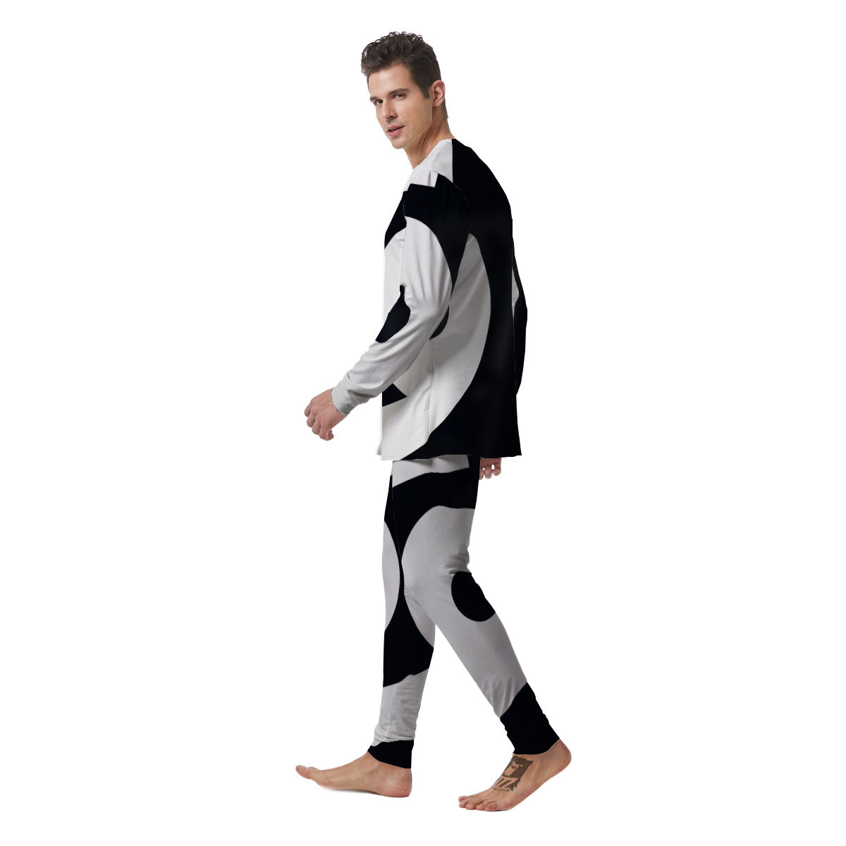 Cancer Sign White And Black Print Men's Pajamas-grizzshop