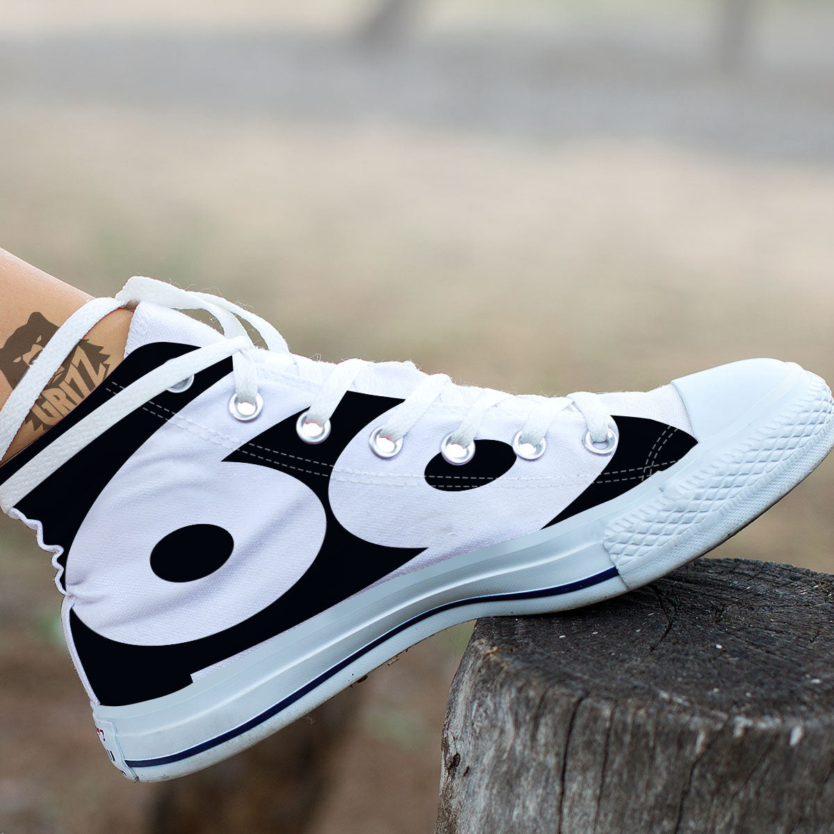 Cancer Sign White And Black Print White High Top Shoes-grizzshop