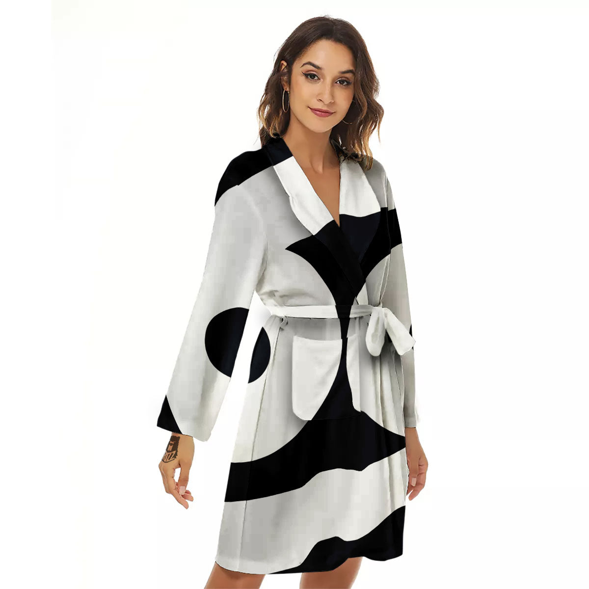Cancer Sign White And Black Print Women's Robe-grizzshop