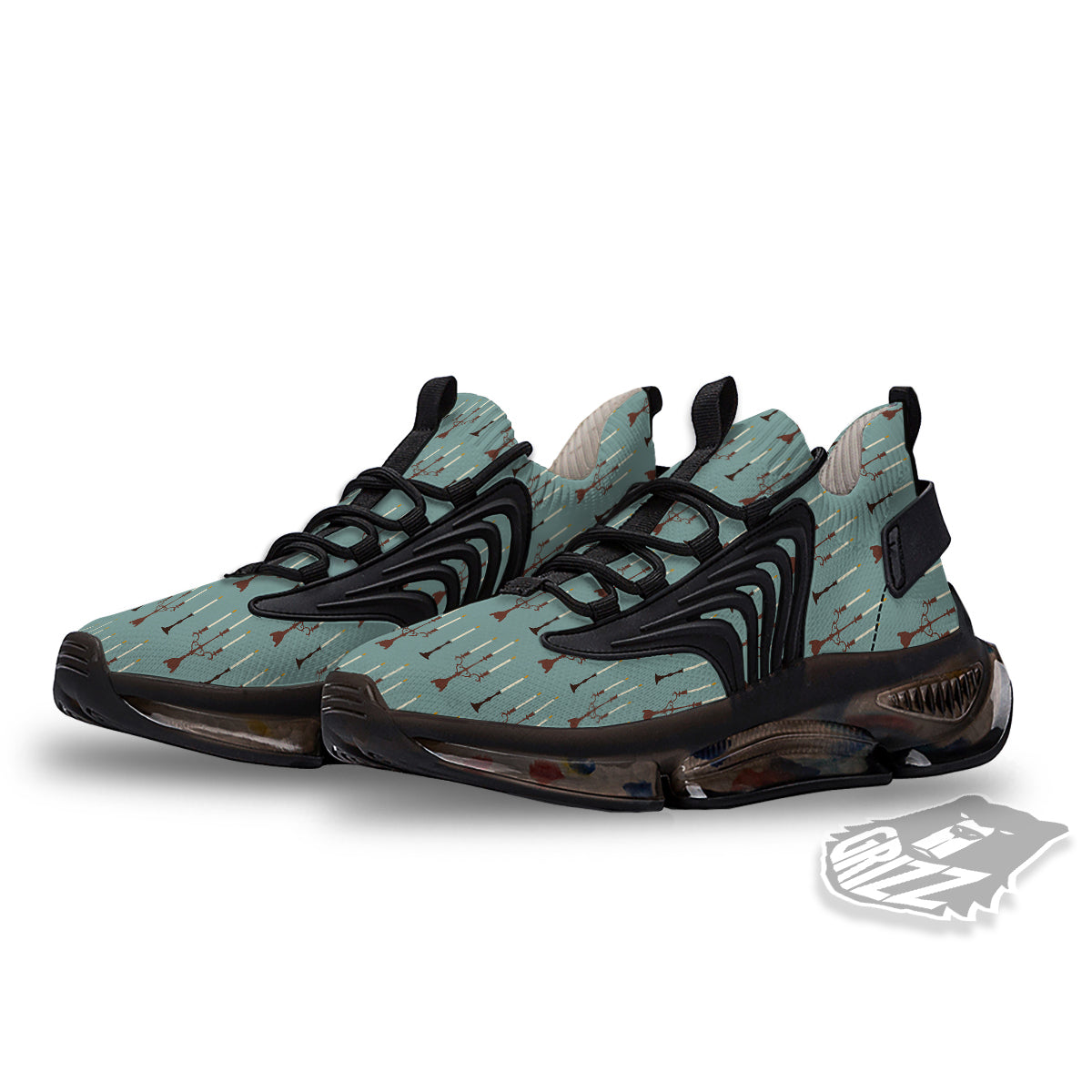 Candle Vintage Print Pattern Black Gym Shoes-grizzshop