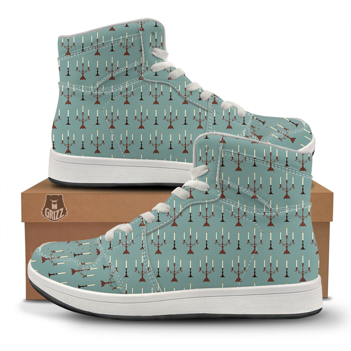 Candle Vintage Print Pattern High Top Sneakers-grizzshop
