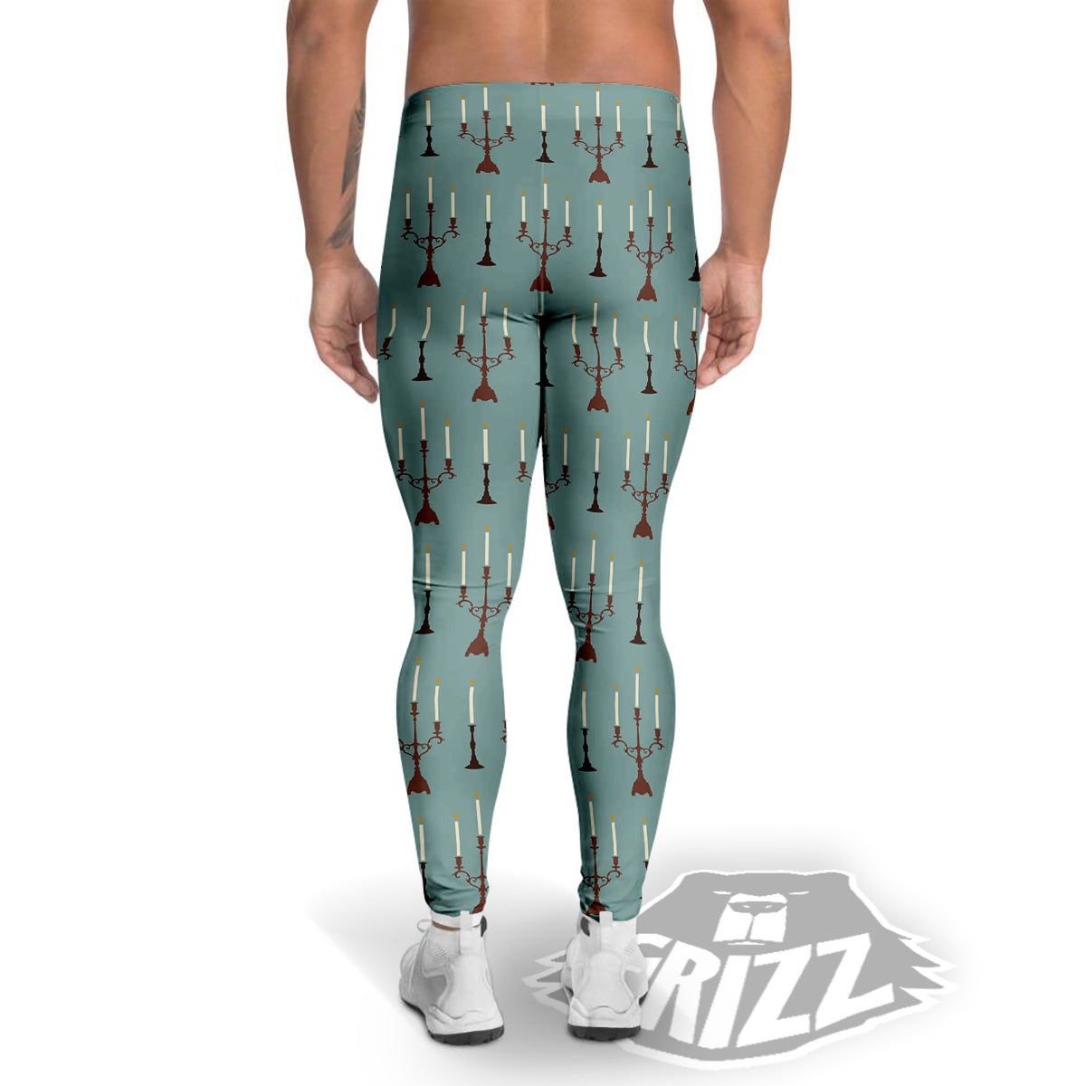Candle Vintage Print Pattern Men's Leggings-grizzshop