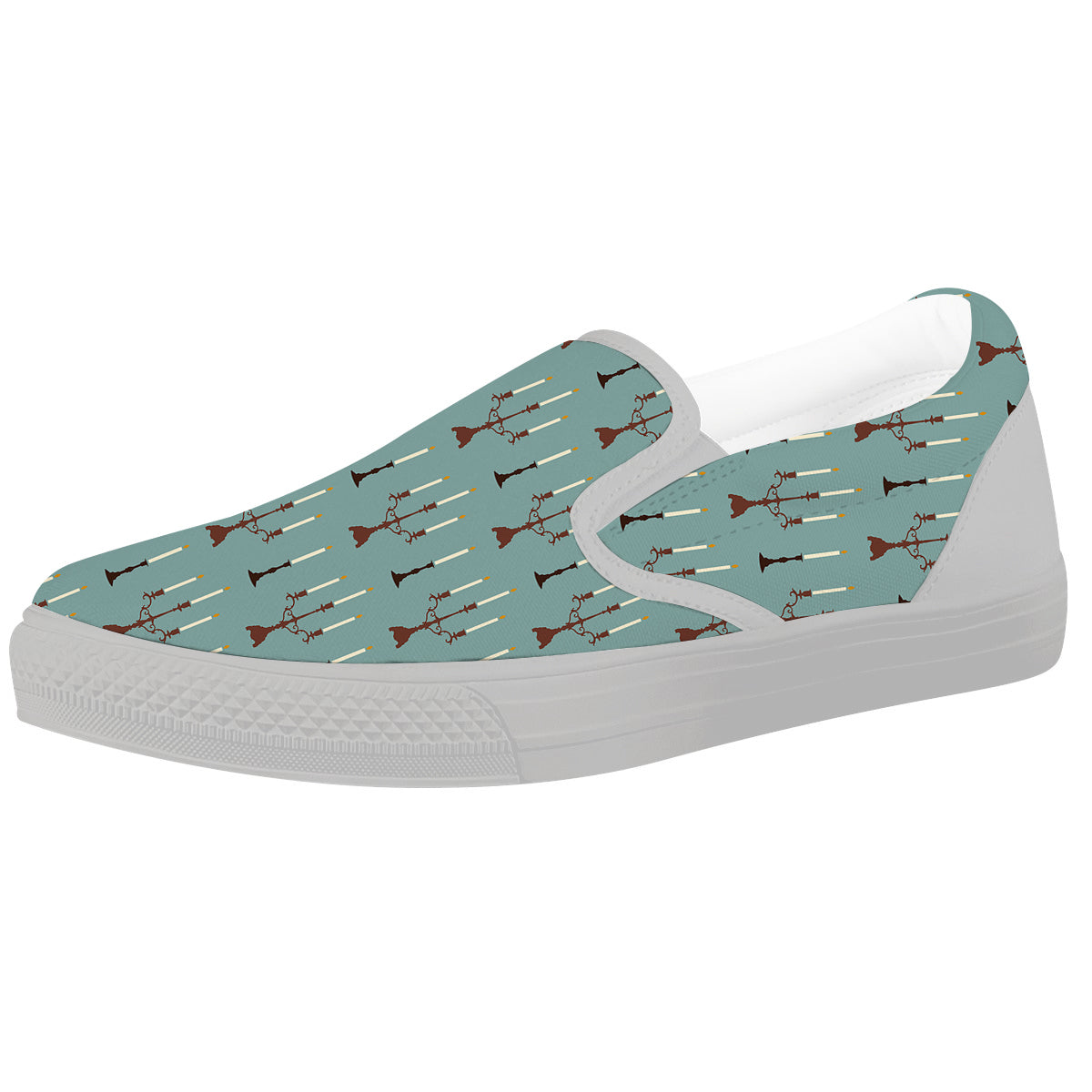 Candle Vintage Print Pattern White Slip On Shoes-grizzshop