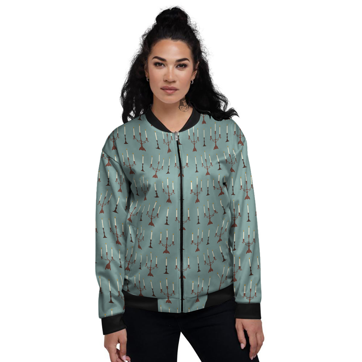 Candle Vintage Print Pattern Women's Bomber Jacket-grizzshop