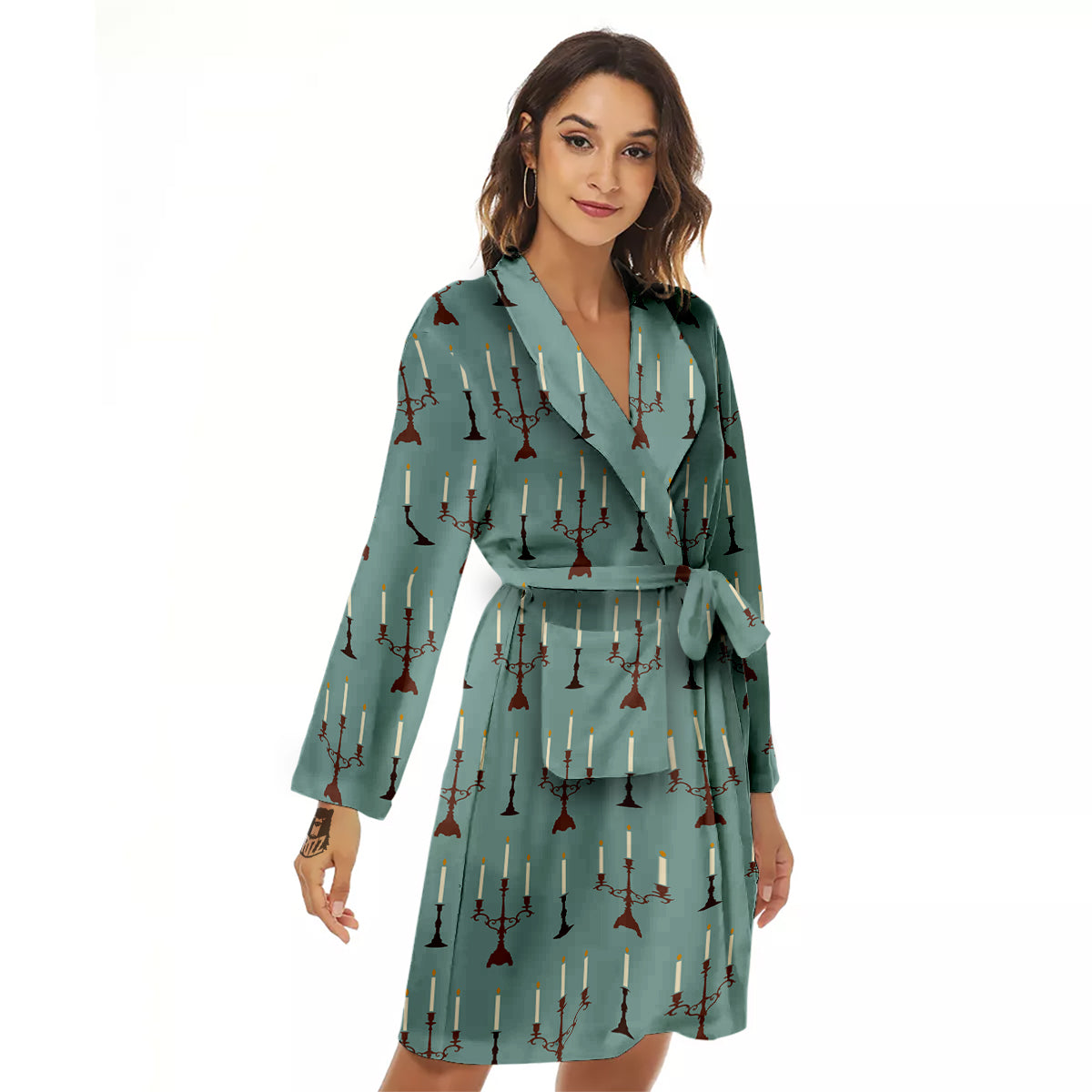 Candle Vintage Print Pattern Women's Robe-grizzshop
