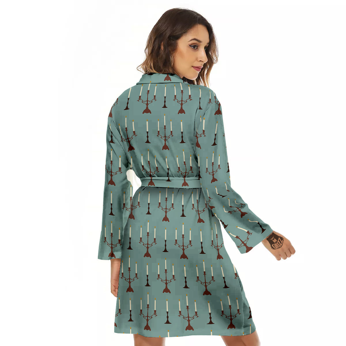 Candle Vintage Print Pattern Women's Robe-grizzshop
