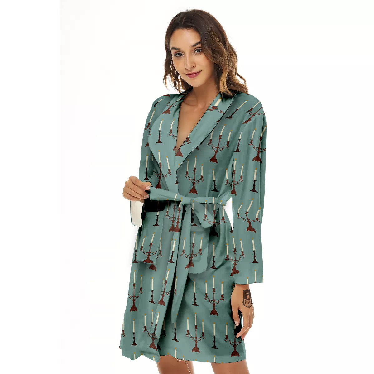 Candle Vintage Print Pattern Women's Robe-grizzshop