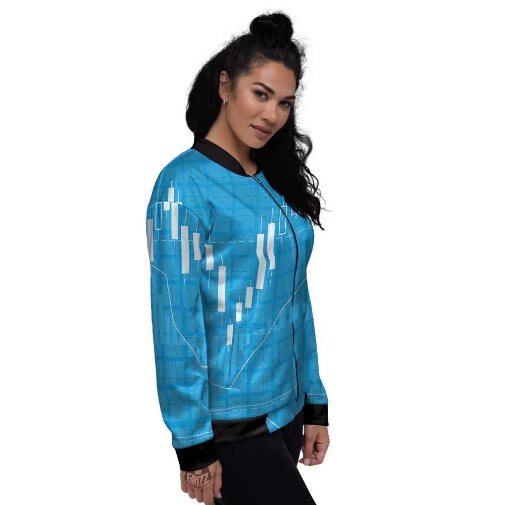 Candlestick Stock Market Print Women's Bomber Jacket-grizzshop