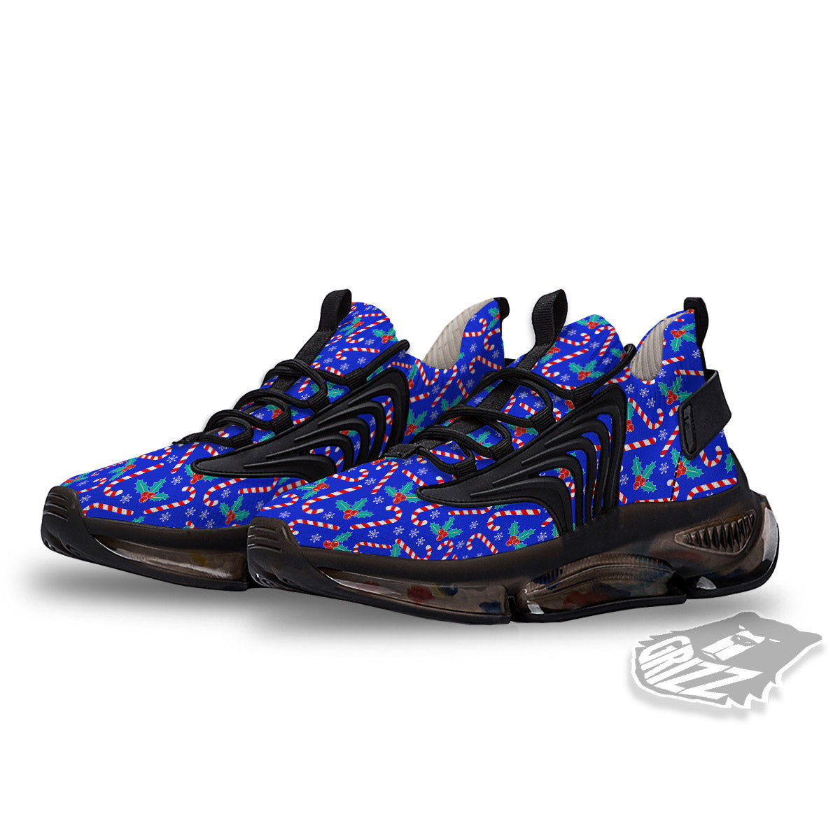 Candy And Christmas Berry Print Pattern Black Gym Shoes-grizzshop