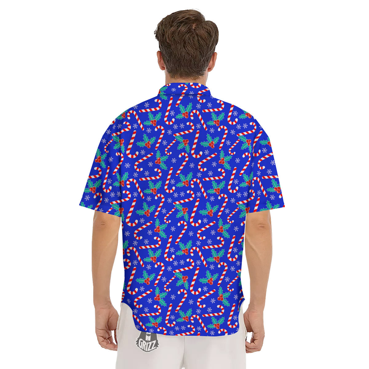 Candy And Christmas Berry Print Pattern Men's Short Sleeve Shirts-grizzshop