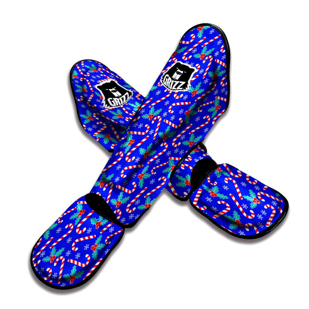 Candy And Christmas Berry Print Pattern Muay Thai Shin Guards-grizzshop