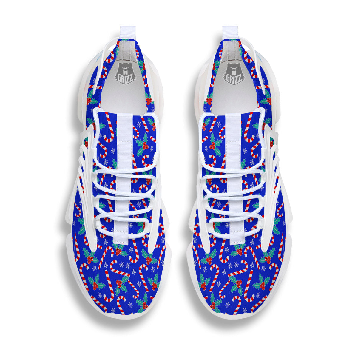 Candy And Christmas Berry Print Pattern White Gym Shoes-grizzshop