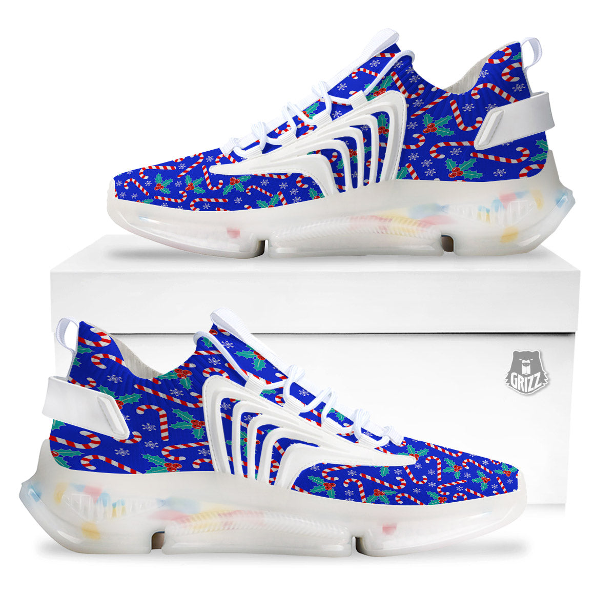 Candy And Christmas Berry Print Pattern White Gym Shoes-grizzshop