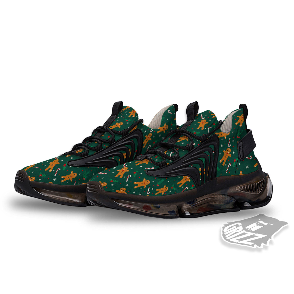 Candy And Christmas Cookie Print Pattern Black Gym Shoes-grizzshop
