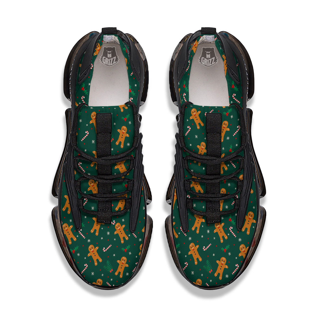 Candy And Christmas Cookie Print Pattern Black Gym Shoes-grizzshop