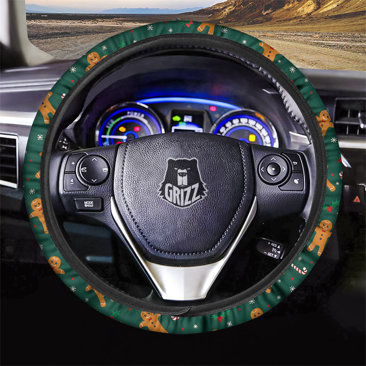 Candy And Christmas Cookie Print Pattern Car Steering Wheel Cover-grizzshop