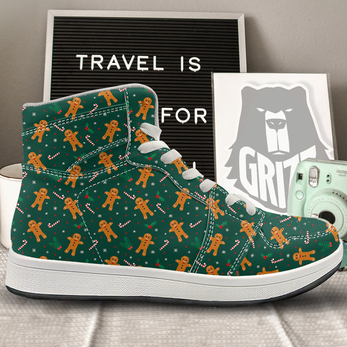 Candy And Christmas Cookie Print Pattern High Top Sneakers-grizzshop