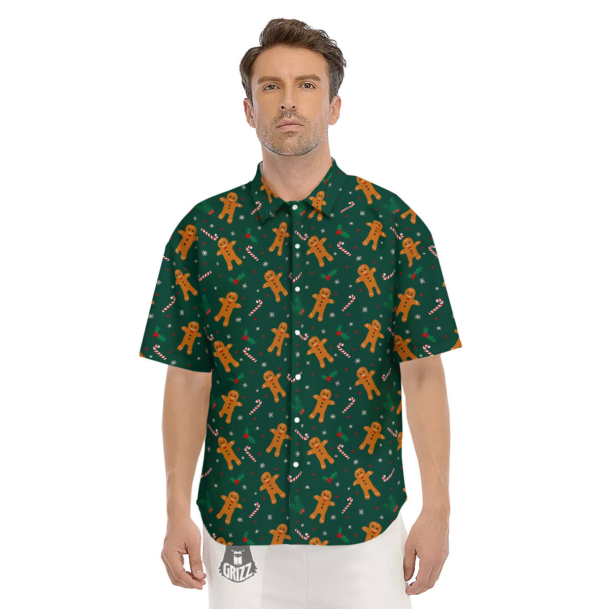 Candy And Christmas Cookie Print Pattern Men's Short Sleeve Shirts-grizzshop