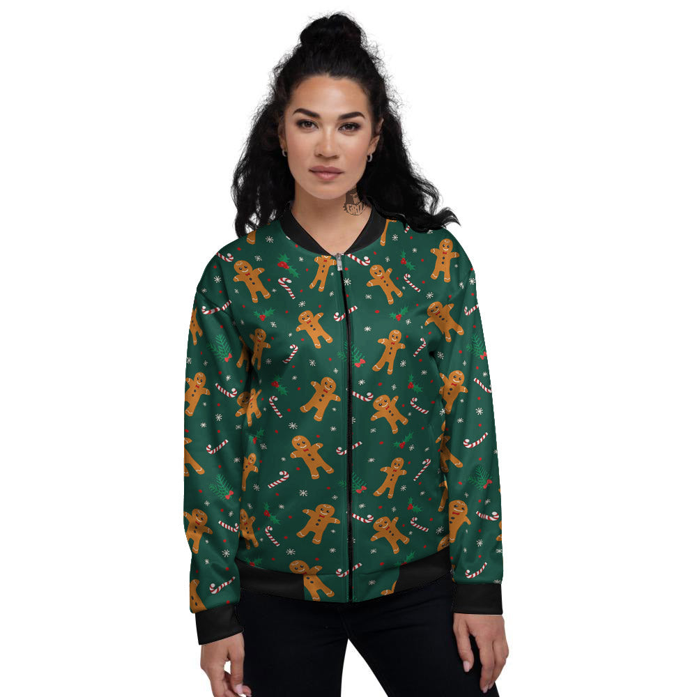 Candy And Christmas Cookie Print Pattern Women's Bomber Jacket-grizzshop