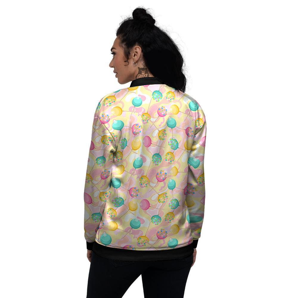 Candy And Colorful Lollipop Print Women's Bomber Jacket-grizzshop