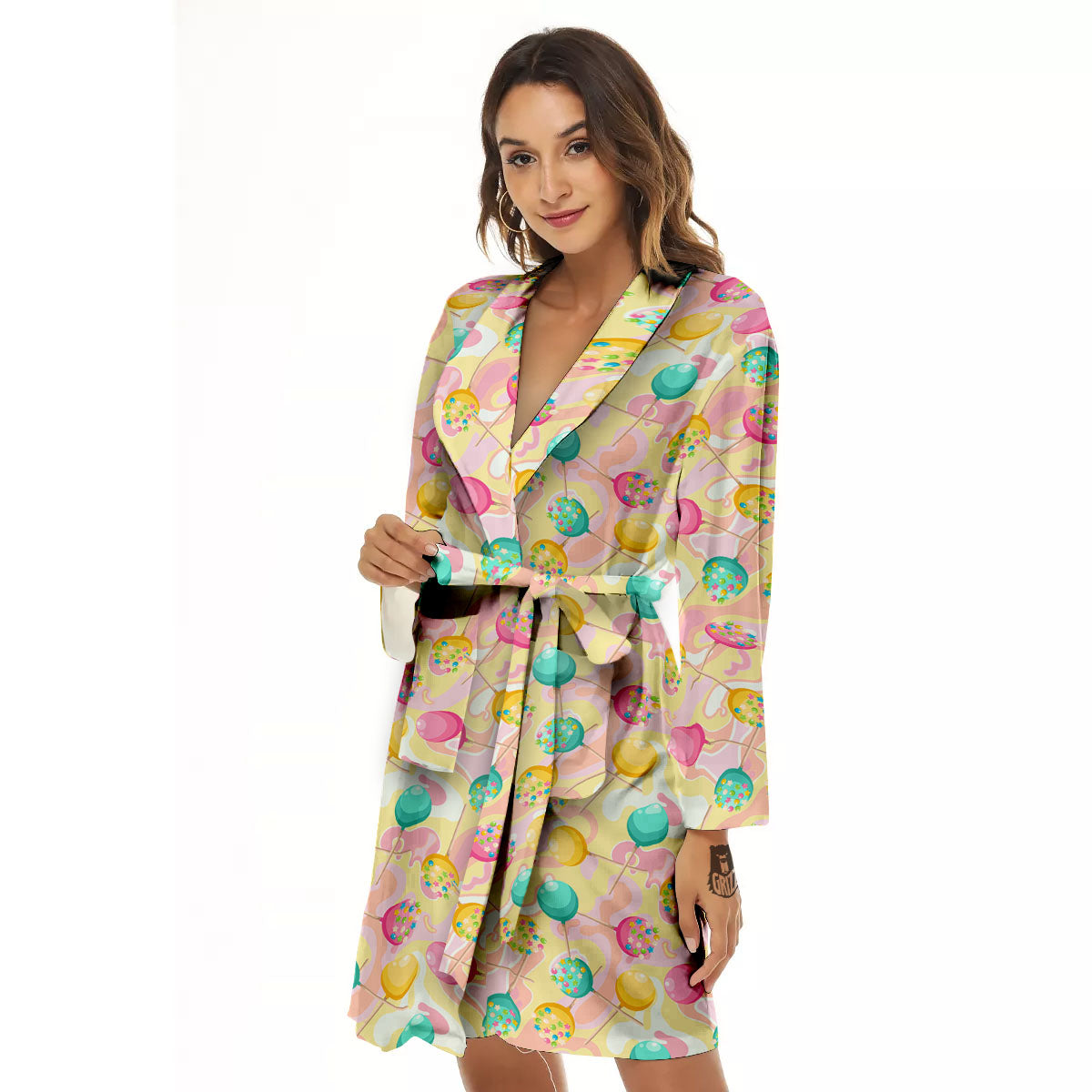 Candy And Colorful Lollipop Print Women's Robe-grizzshop