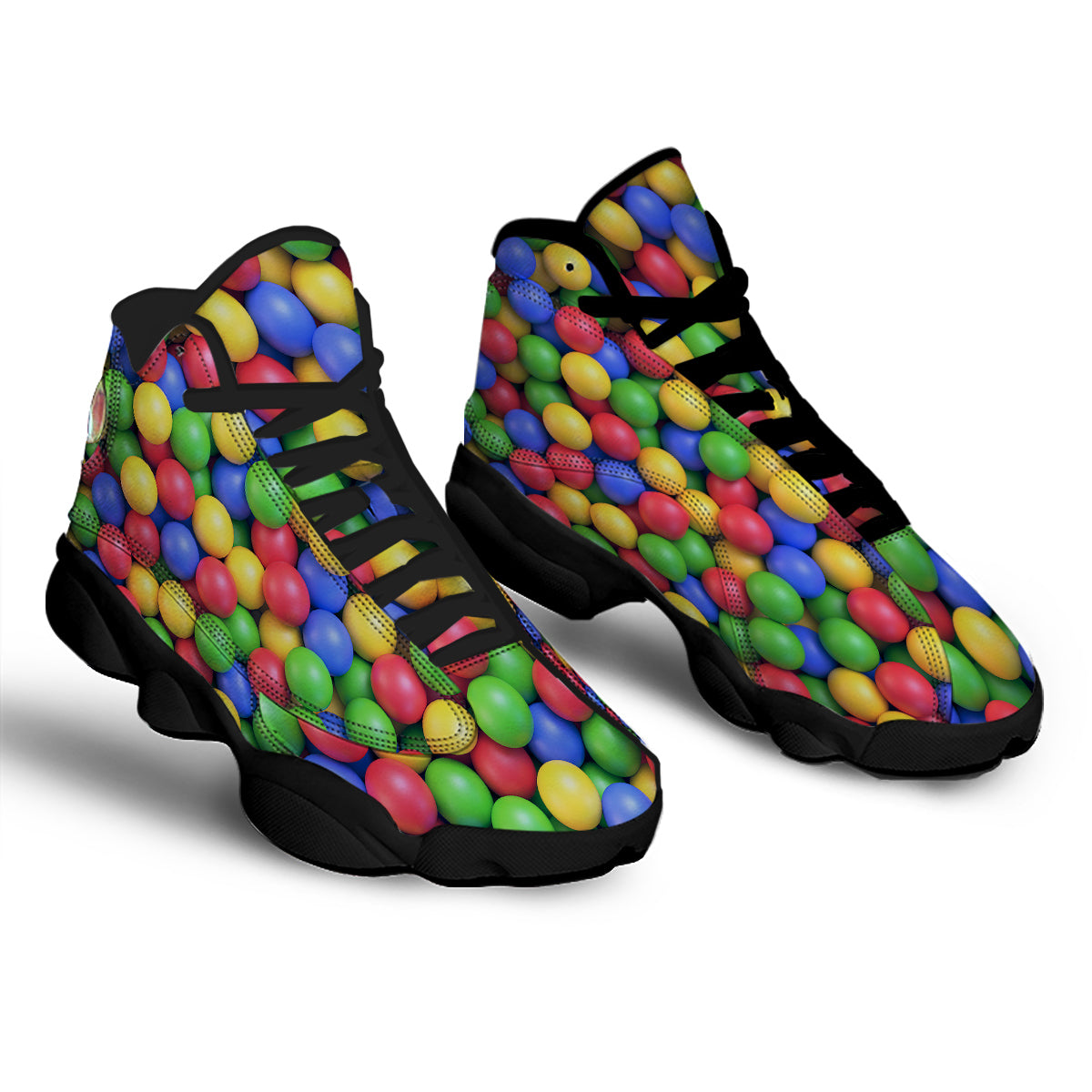Candy Ball Colorful Print Black Basketball Shoes-grizzshop