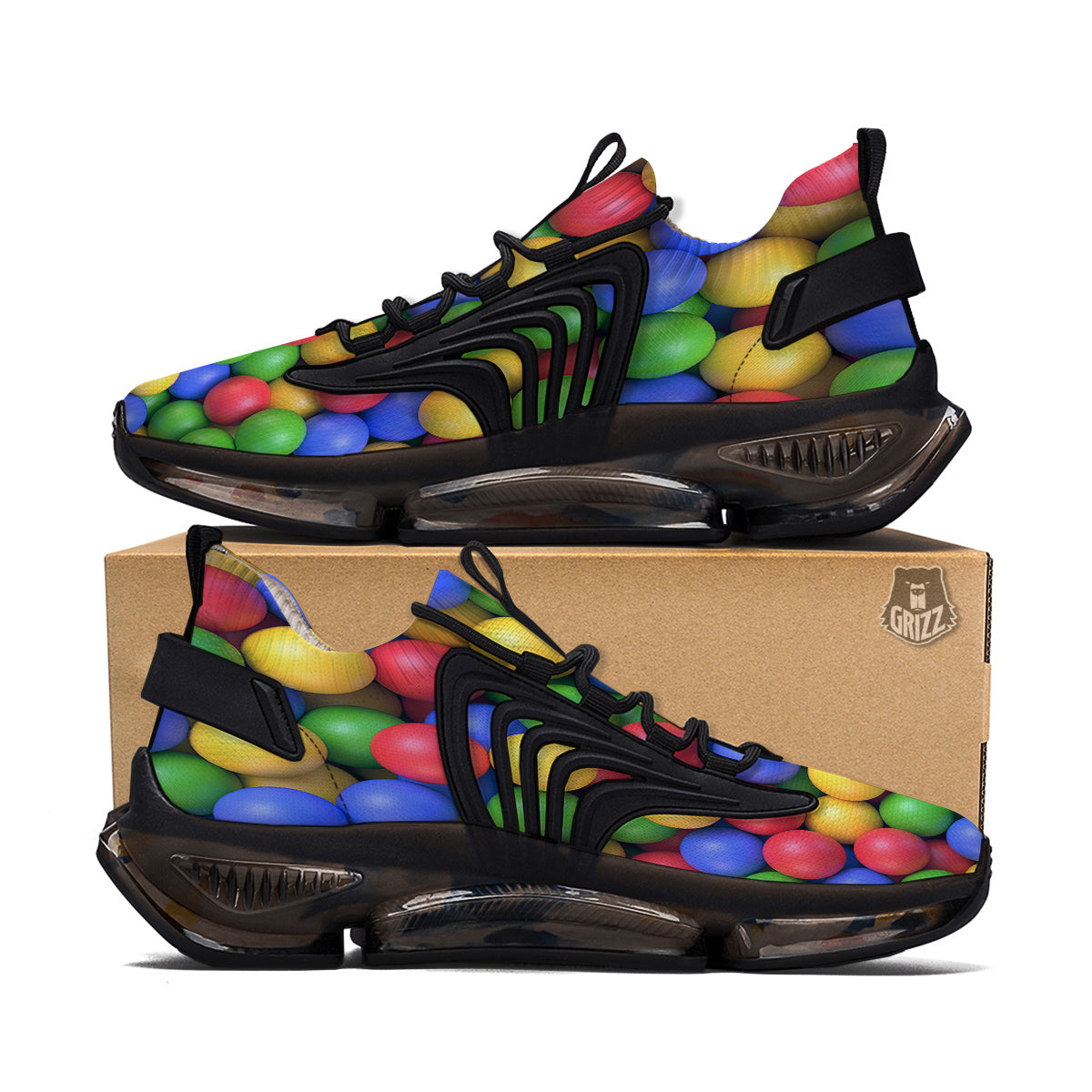 Candy Ball Colorful Print Black Gym Shoes-grizzshop