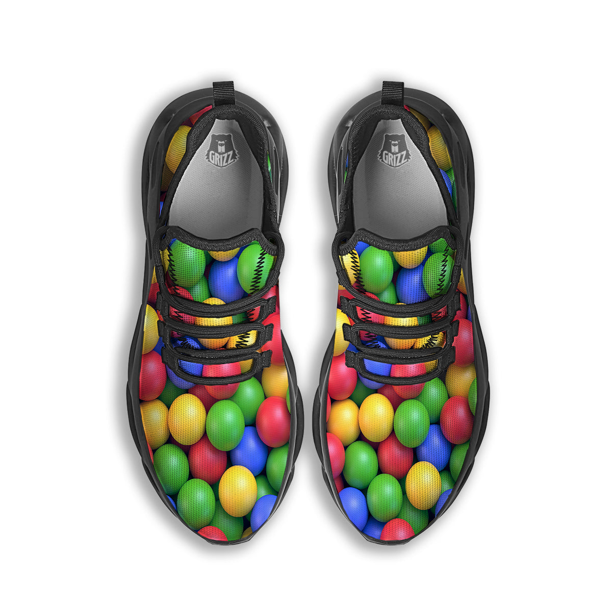 Candy Ball Colorful Print Black Running Shoes-grizzshop