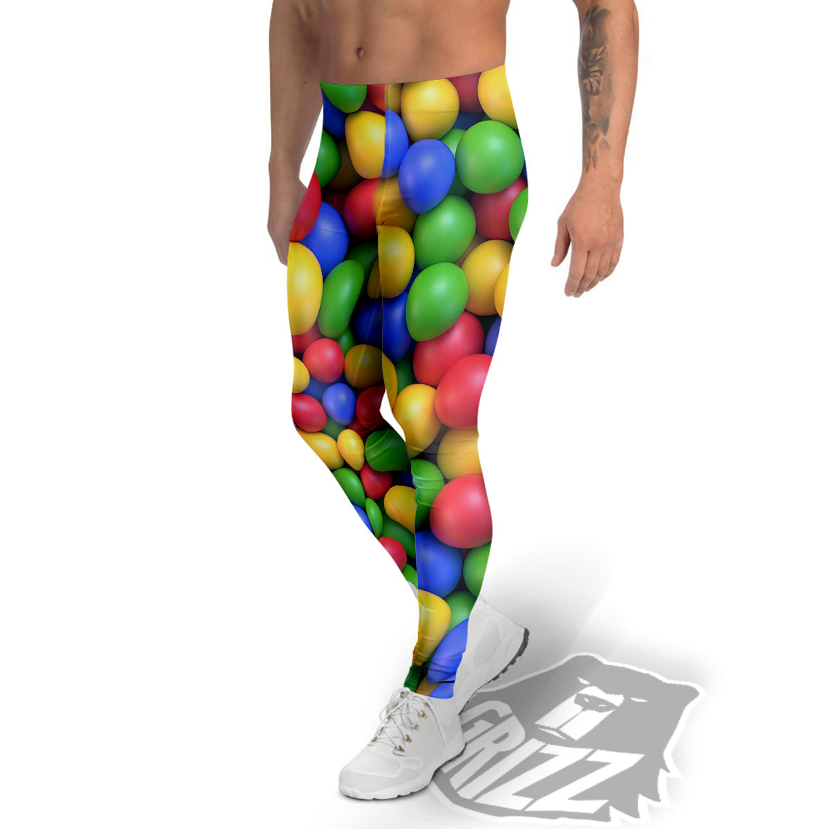 Candy Ball Colorful Print Men's Leggings-grizzshop